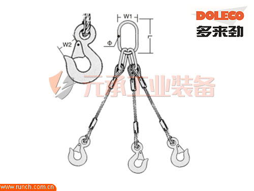 DOLECO三腿成套压制钢丝绳索具（麻芯）